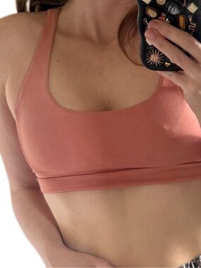 Women's Crossback running Sports Bra - Dusty Coral orange pink sz m